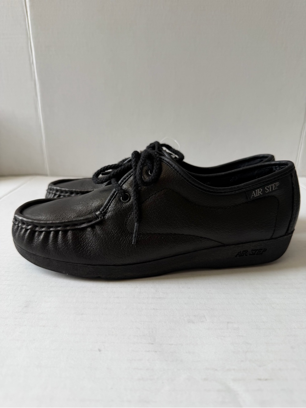 Air step women Black Leather Slip-On Comfort Loafer